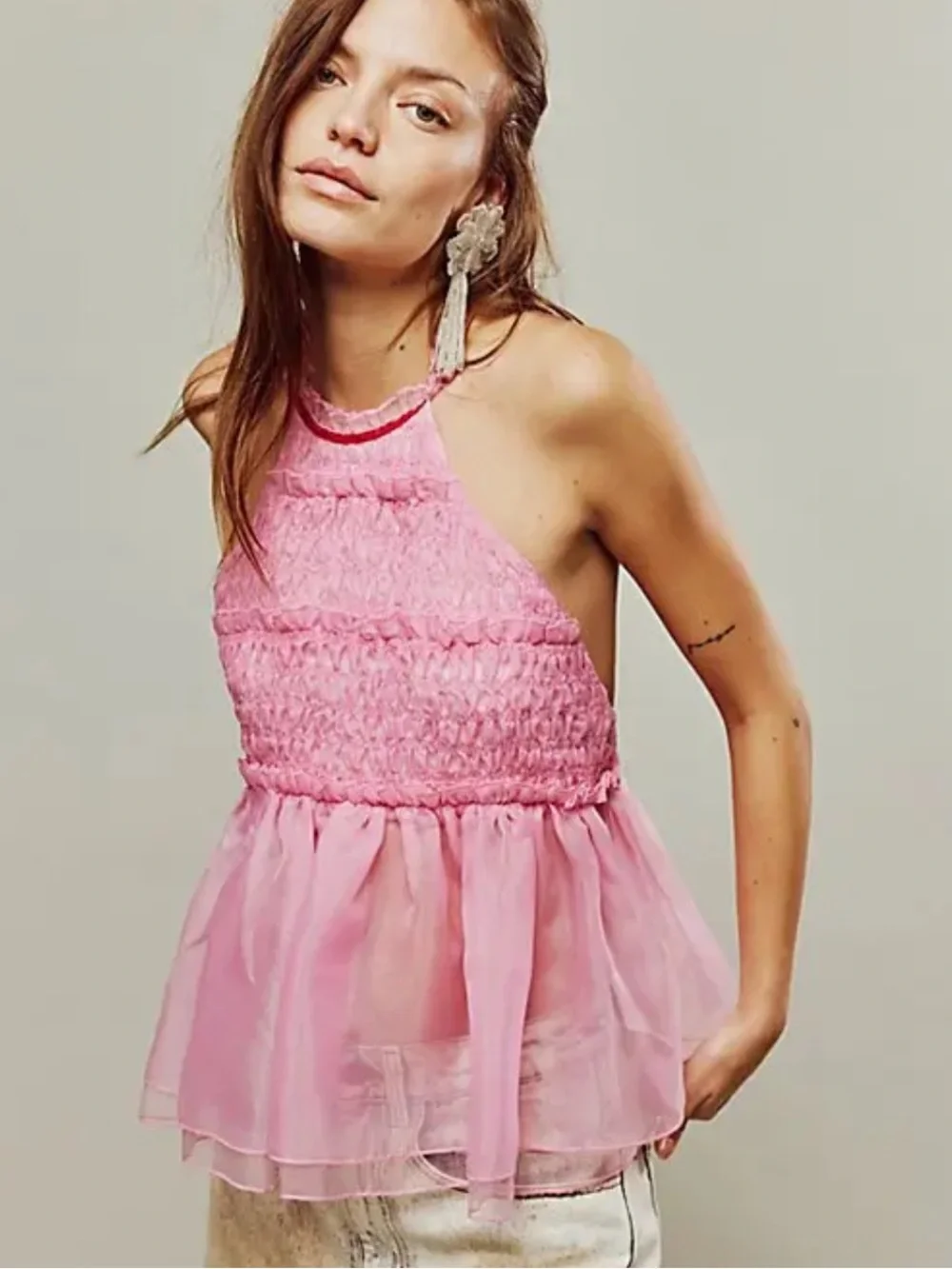 Free People Cupcake Cutie Halter Top nwot Pink Large